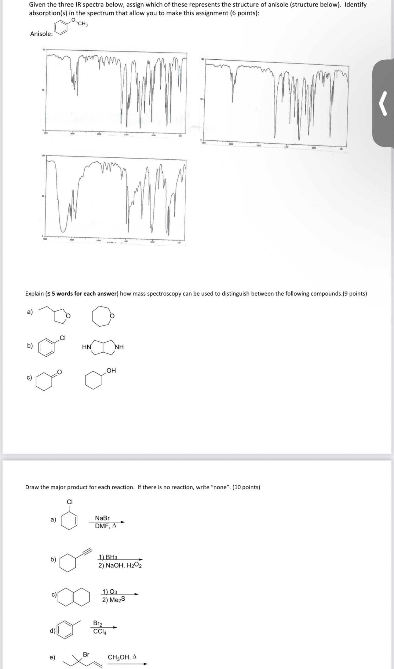 Solved Given the three IR spectra below, assign which of | Chegg.com