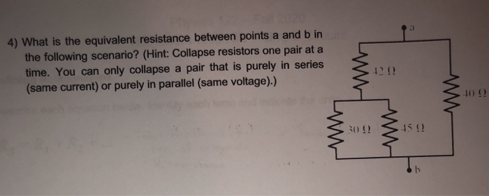Solved 1 4) What is the equivalent resistance between points | Chegg.com