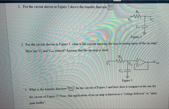 Solved 1. For the circuit shown in Figure 2 derive the | Chegg.com