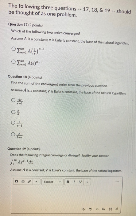 Solved The following three questions -- 17, 18, & 19 -- | Chegg.com