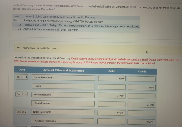 Solved Sunland Company has the following transactions | Chegg.com