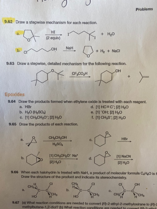 Solved Problems 9.62 Draw a stepwise mechanism for each | Chegg.com