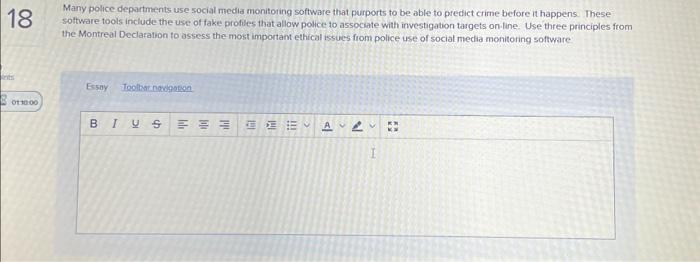 Solved Many police departments use social media monitoring | Chegg.com