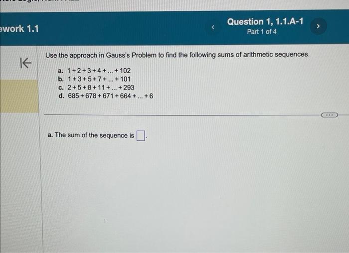 Solved Use the approach in Gauss's Problem to find the | Chegg.com