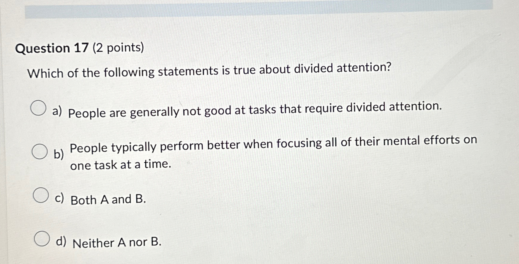 Solved Question 17 (2 ﻿points)Which of the following | Chegg.com