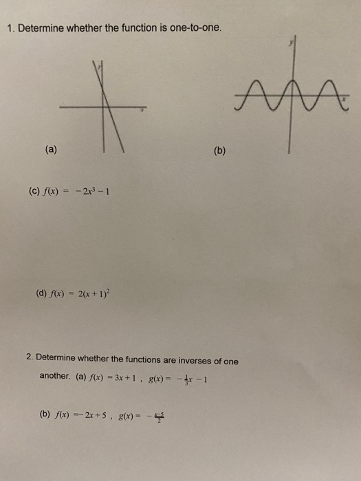 Solved 1. Determine whether the function is one-to-one. АЛ, | Chegg.com