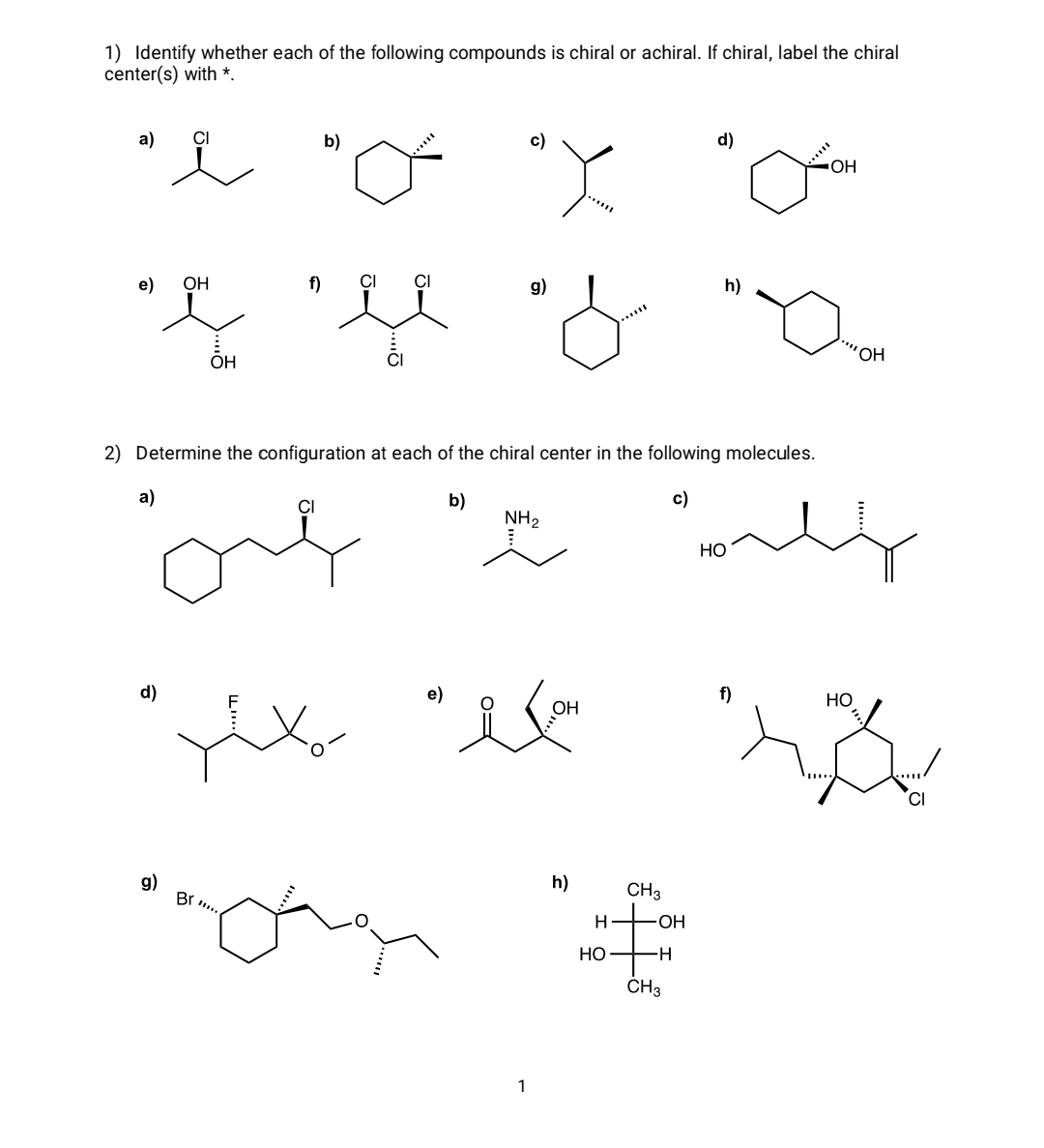 Solved 1) Identify whether each of the following compounds | Chegg.com