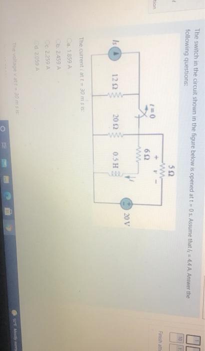 Solved The switch in the circuit shown in the figure below | Chegg.com