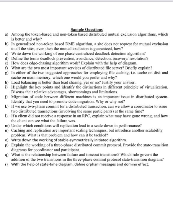 Solved Sample Questions a) Among the token-based and | Chegg.com