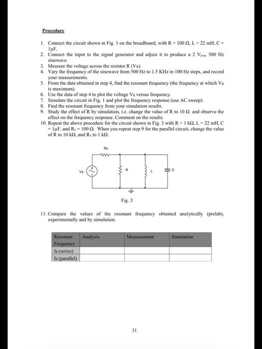 Solved Procedure 1. Connect the circuit shown in Fig. I on | Chegg.com