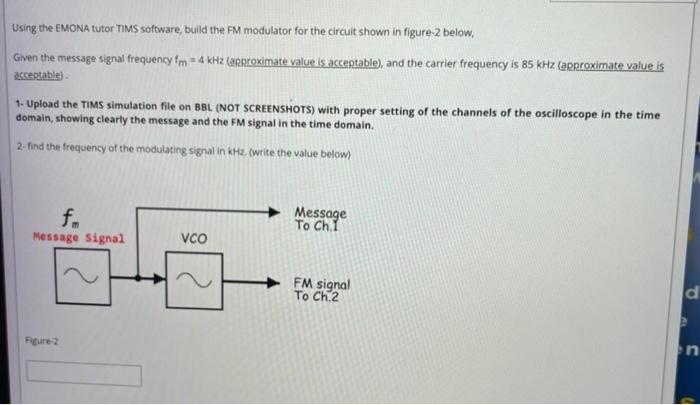 Using the EMONA tutor TIMS software, build the FM | Chegg.com