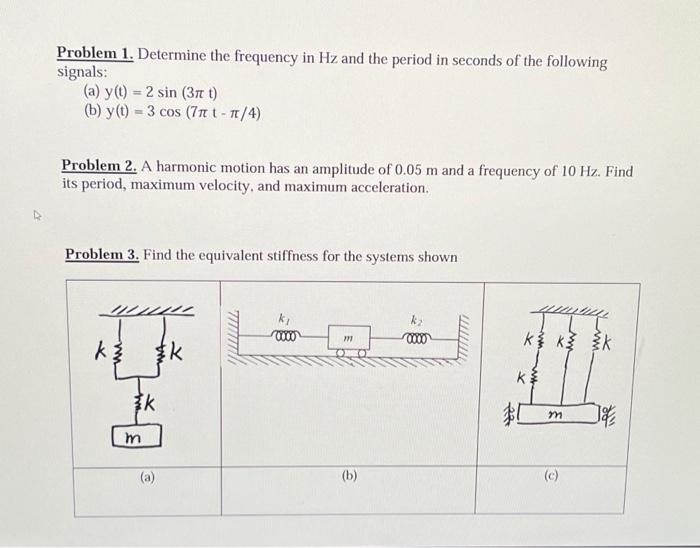 Solved Problem 1. Determine the frequency in Hz and the | Chegg.com