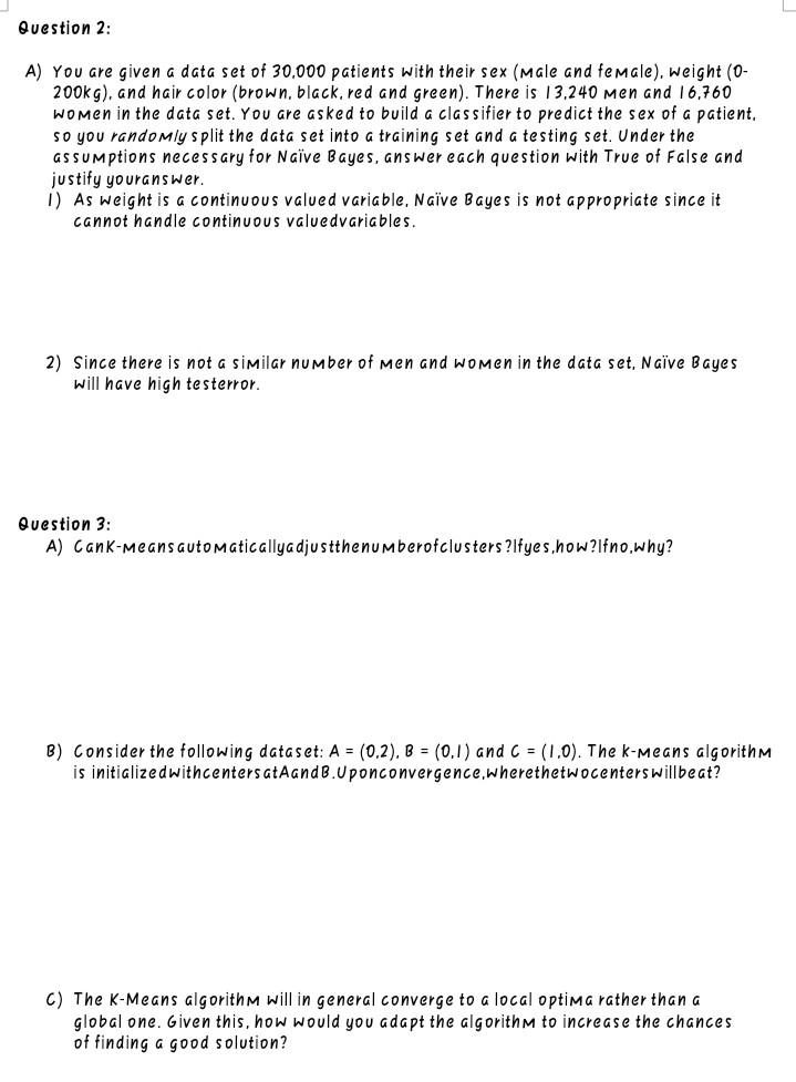 Solved Question 2: A) You are given a data set of 30,000 | Chegg.com