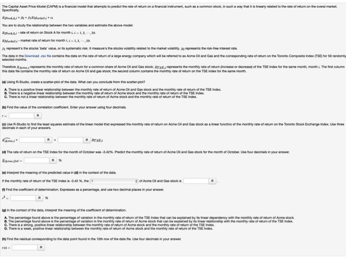 The Capital Asset Price Model APM a financial model Chegg