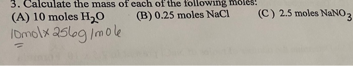 how to calculate the mass of an element given moles