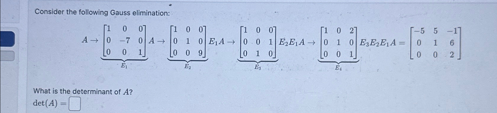 Solved Consider the following Gauss | Chegg.com