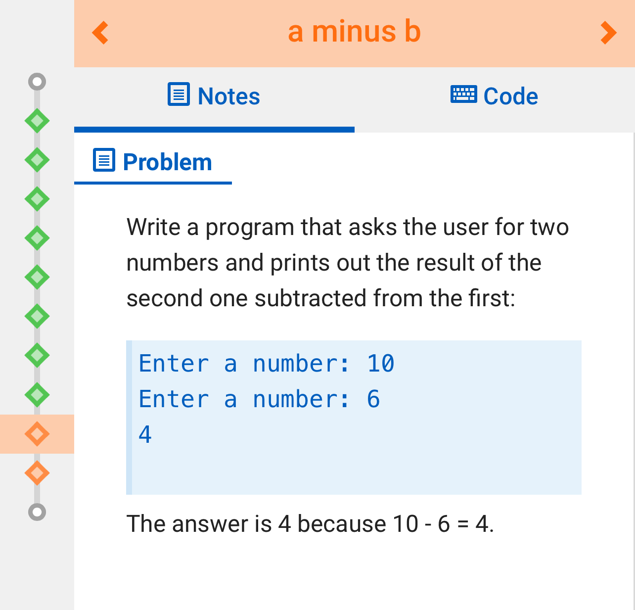 Solved a minus bNotesCodeProblemWrite a program that asks | Chegg.com