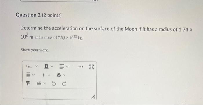 Solved Question 1 (2 points) Determine the gravitational | Chegg.com