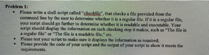 Solved Problem 1: Please write a shell seript called | Chegg.com