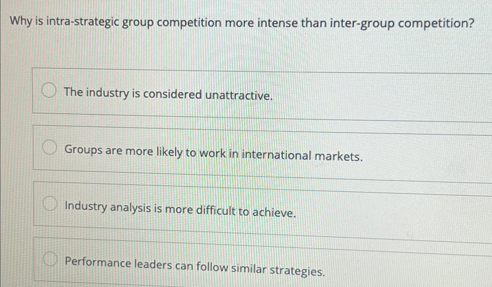 Solved Why is intra-strategic group competition more intense | Chegg.com