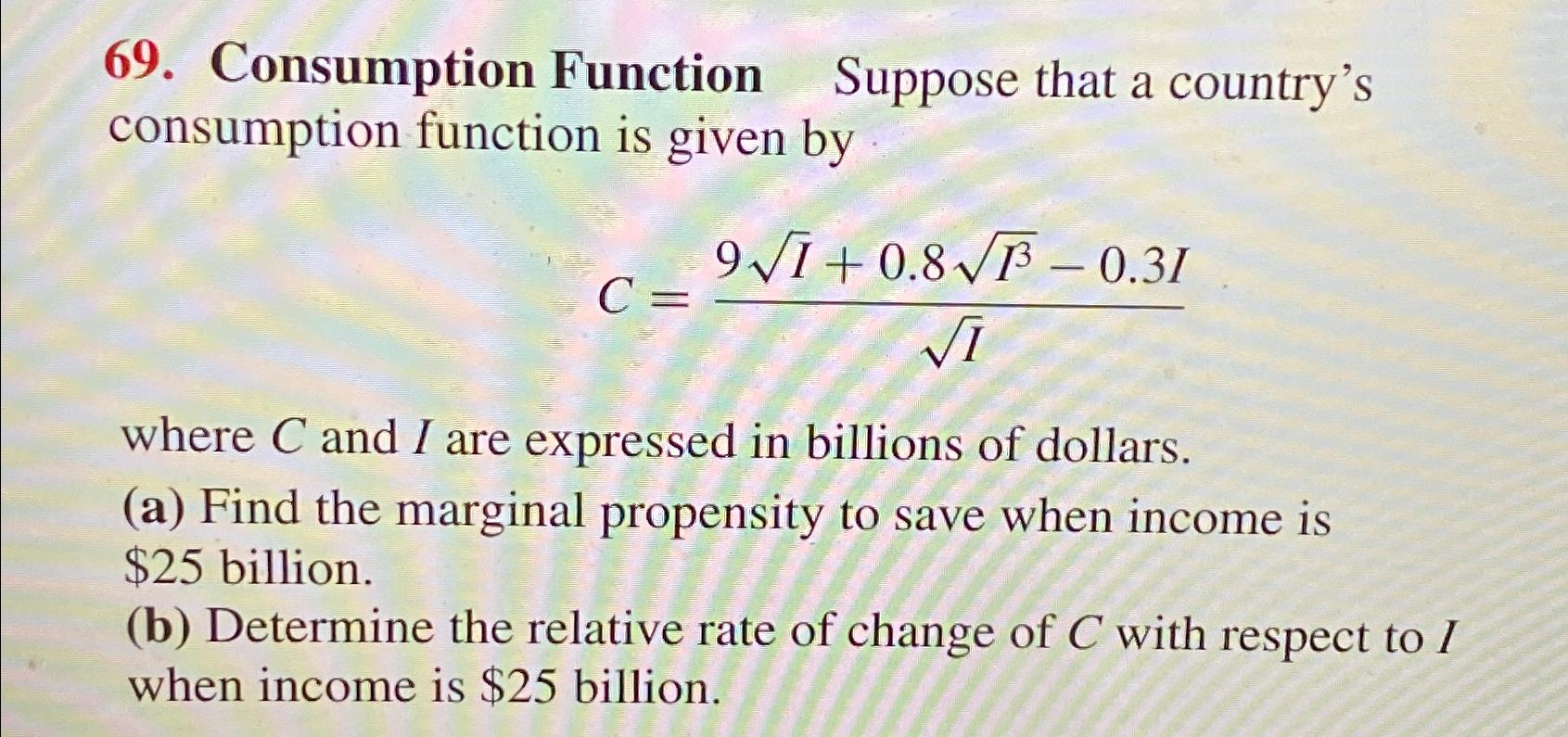 Solved Consumption Function Suppose that a country's | Chegg.com