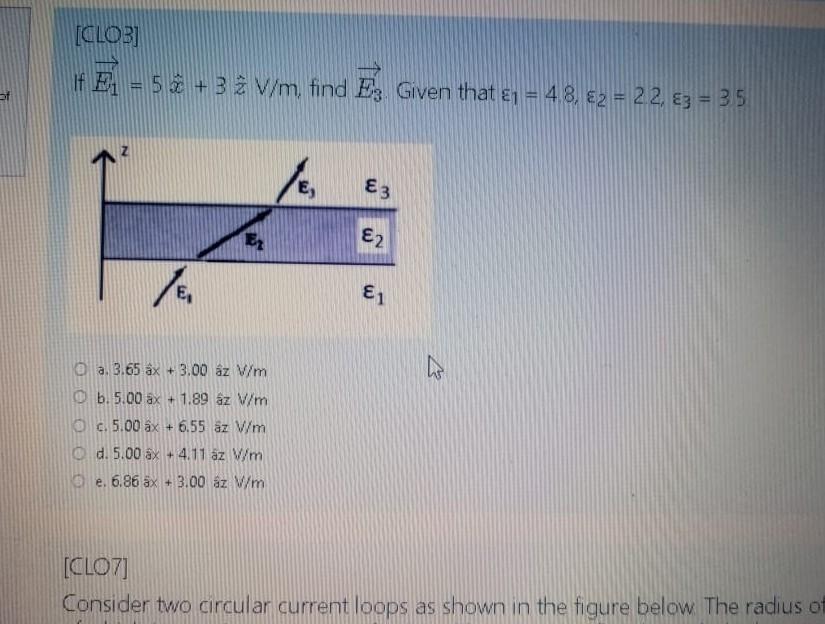 Solved Clob If E1 5 E 3 ĉ V M Find Es Given That Chegg Com