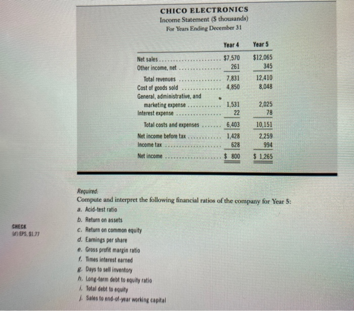 Solved PROBLEM 1-8 Financial Statement Ratio Analysis The | Chegg.com