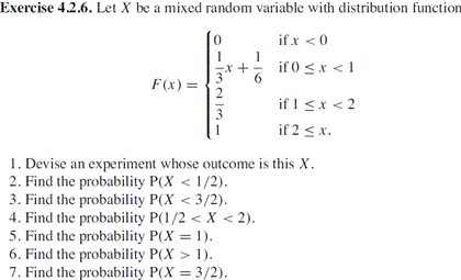 Solved Exercise 42.6. Let X Be A Mixed Random Variable With | Chegg.com