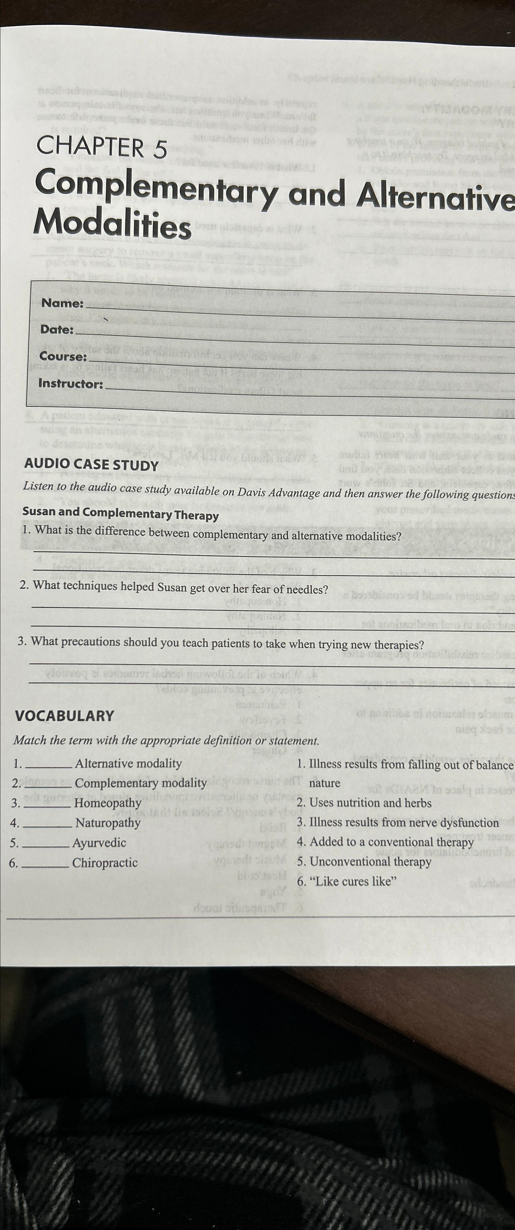 Solved CHAPTER 5Complementary and Alternative | Chegg.com