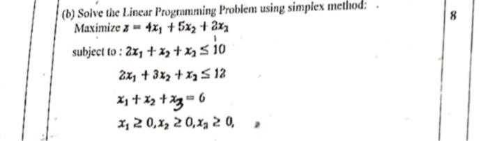 (b) Solve the Linear Programming Problem using | Chegg.com