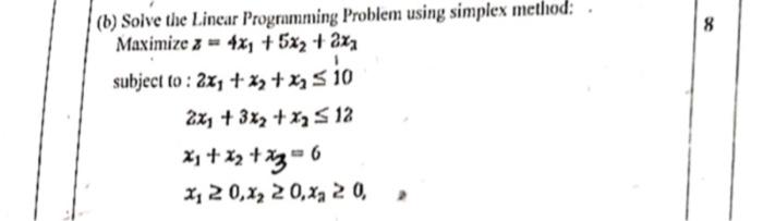 (b) Solve The Linear Programming Problem Using | Chegg.com