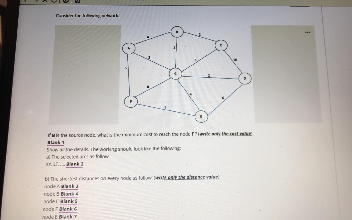 Solved Consider the following network. 10 5 2 8 1 E If B is | Chegg.com
