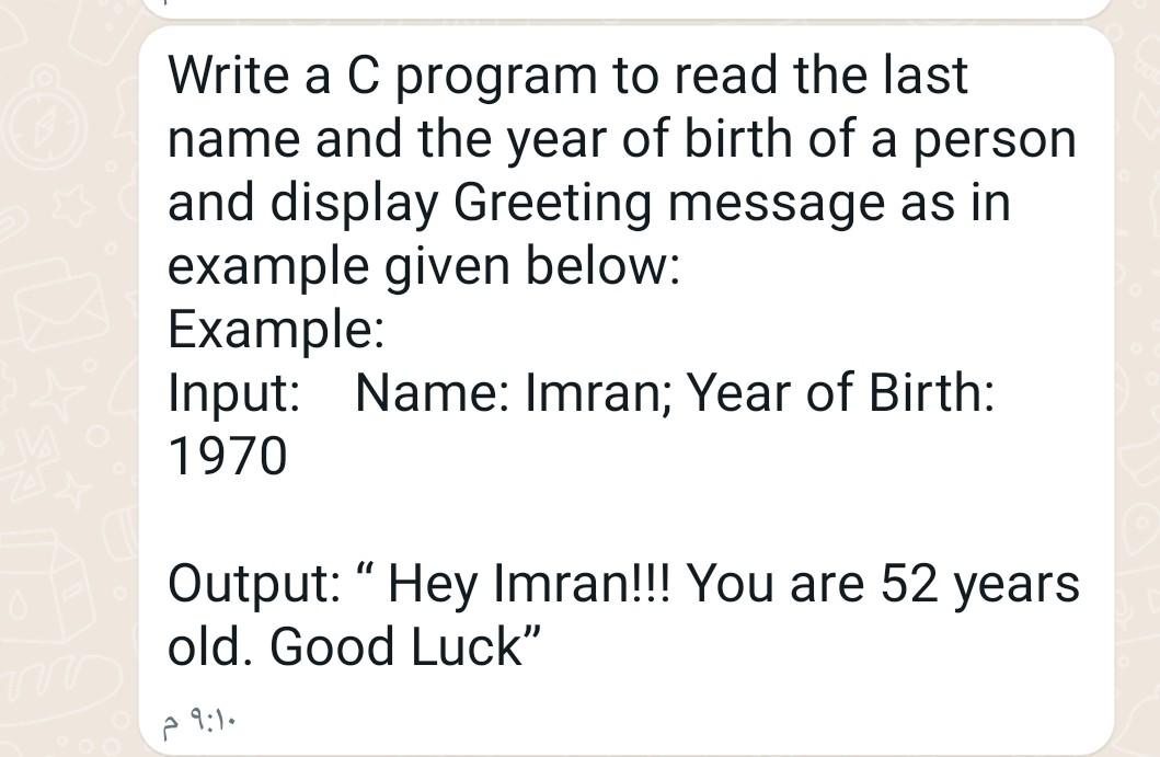 Solved Write a C program to read the last name and the year | Chegg.com