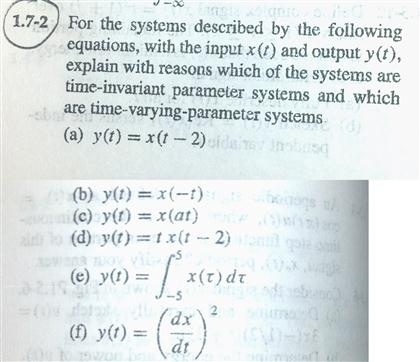 Solved For the systems described by the following equations, | Chegg.com