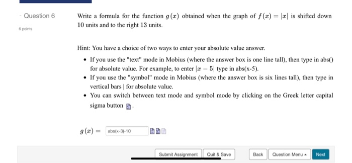 Solved Question 6 Write a formula for the function g(x) | Chegg.com