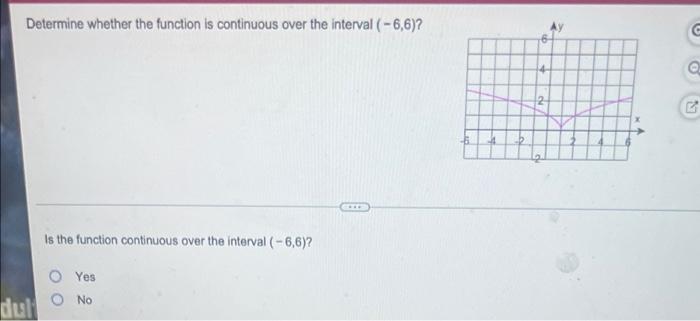 Solved Determine whether the function is continuous over the | Chegg.com