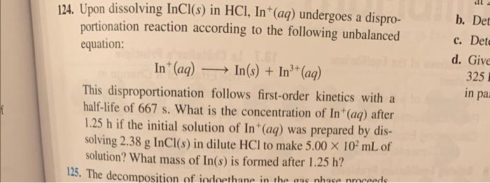 Solved 124 Upon Dissolving Incl S In Hcl In Aq Undergoes