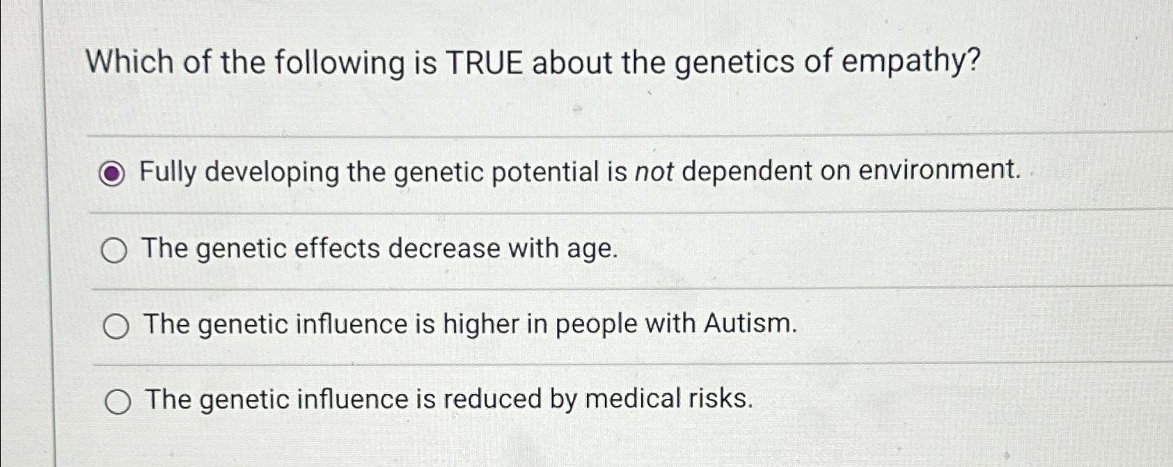 Solved Which of the following is TRUE about the genetics of | Chegg.com