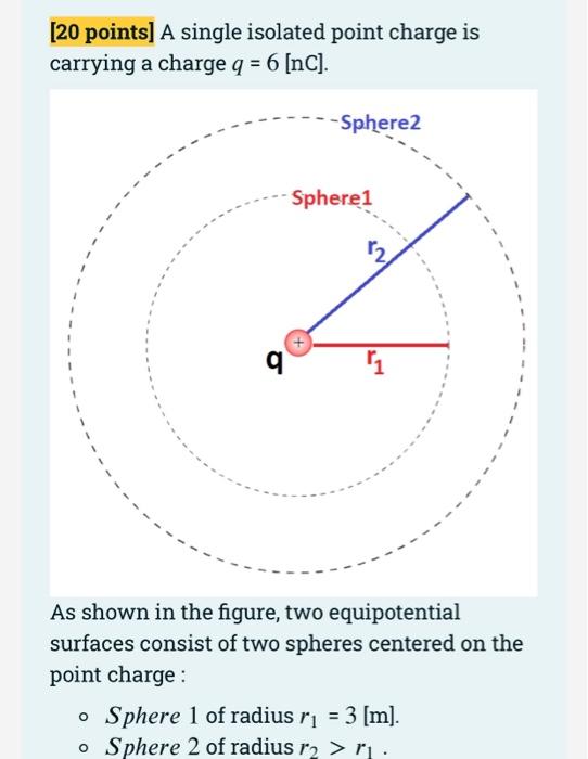 Solved [20 points) A single isolated point charge is | Chegg.com