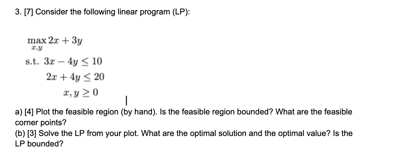 Solved [7] ﻿Consider the following linear program | Chegg.com