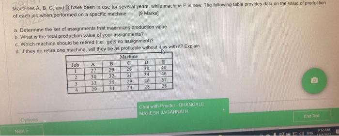 Solved Machines A, B, C, And D Have Been In Use For Several | Chegg.com