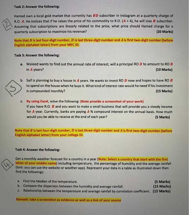 Solved (1) Assignment Tasks Task 1: Answer the following: | Chegg.com
