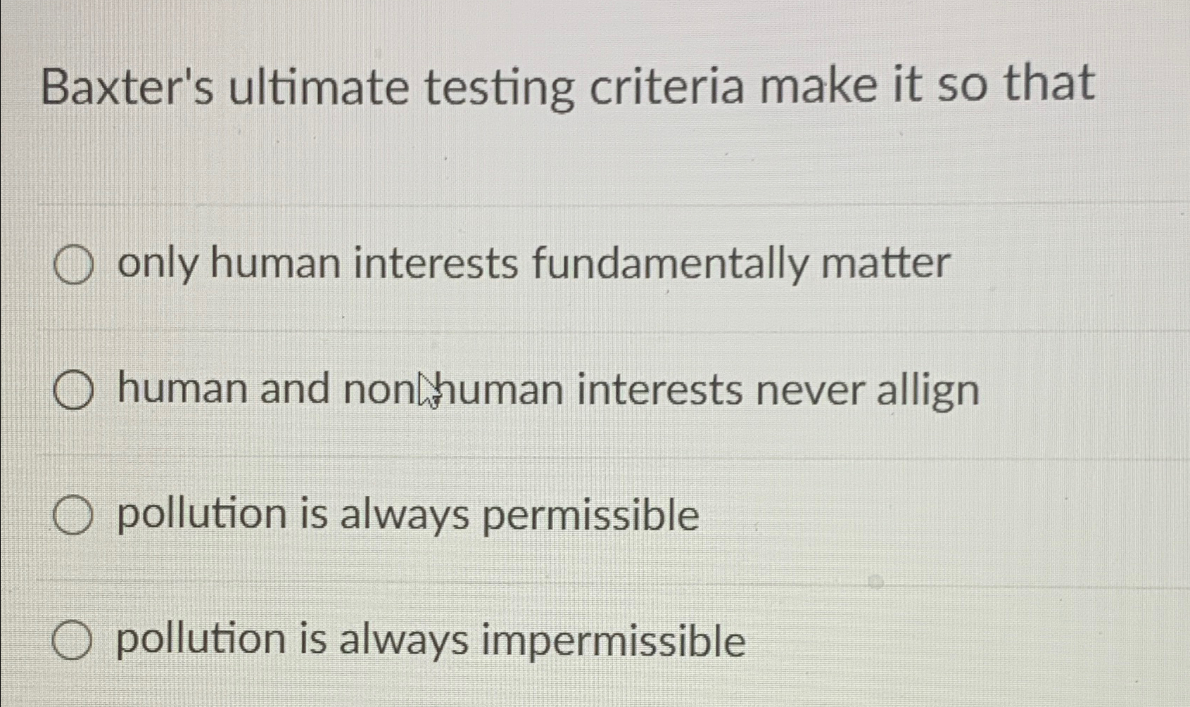 Solved Baxter's ultimate testing criteria make it so | Chegg.com