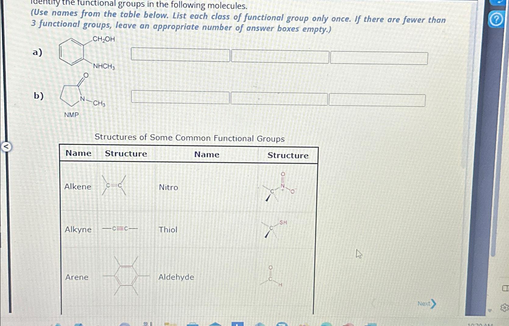 Solved Identiry the functional groups in the following | Chegg.com