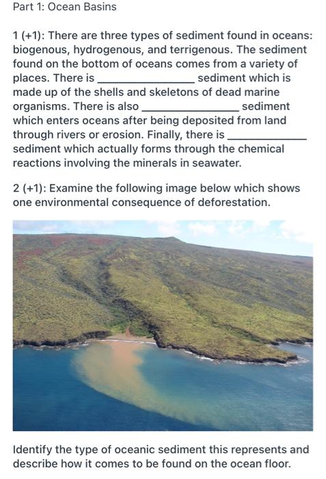 Solved Part 1: Ocean Basins 1(+1): There are three types of | Chegg.com