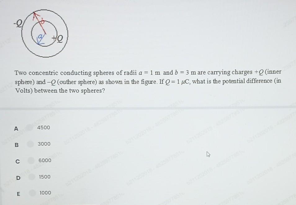 Solved Two Concentric Conducting Spheres Of Radii A=1 M And | Chegg.com