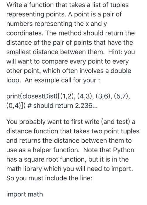 Solved Write a function that takes a list of tuples | Chegg.com