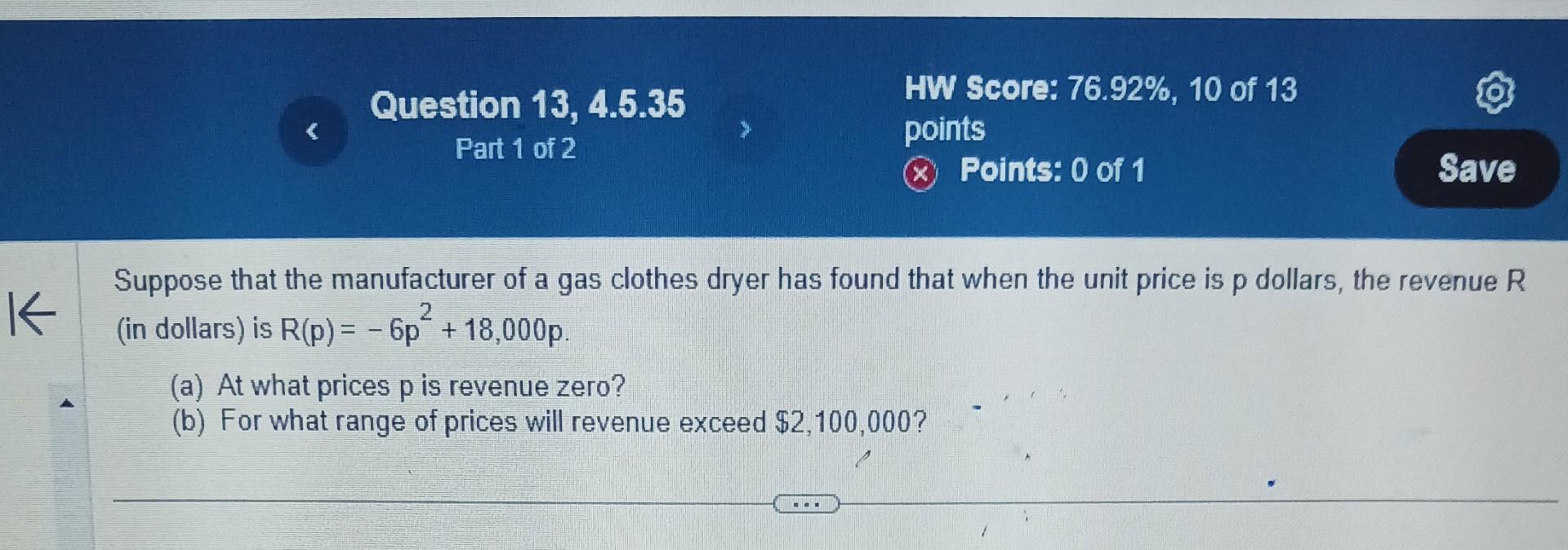 Solved Suppose that the manufacturer of a gas clothes dryer