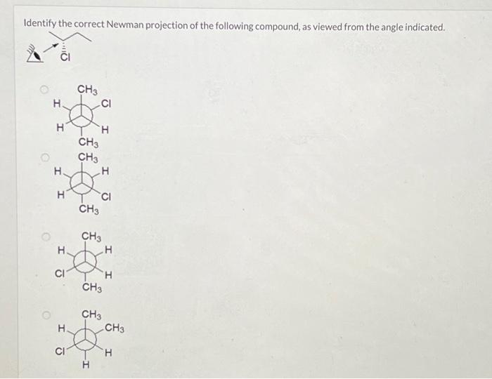 Solved Identify the correct Newman projection of the | Chegg.com