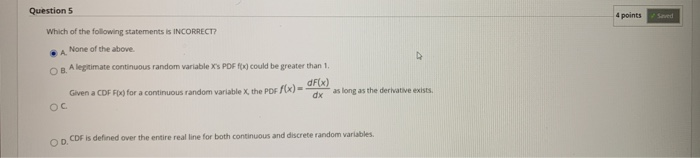 Solved Question 5 4 points Saved Which of the following | Chegg.com
